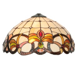 LumiLamp Abat-jour Tiffany Ø 40 cm Beige Marron Verre Demi-cercle