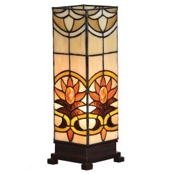 LumiLamp Table Lamp Tiffany 12x12x35 cm  Beige Brown Glass Square