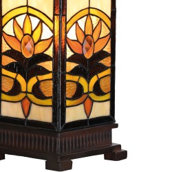 LumiLamp Lampe de table Tiffany 18x18x45 cm  Beige Marron Verre Carré