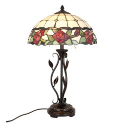 LumiLamp Lampada da tavolo Tiffany Ø 35x61 cm  Beige Verde Vetro Rosa