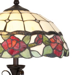 LumiLamp Tiffany Tischlampe Ø 35x61 cm  Beige Grün Glas Rose