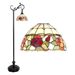 LumiLamp Floor Lamp Tiffany 40x27x152 cm  Brown Glass Flowers