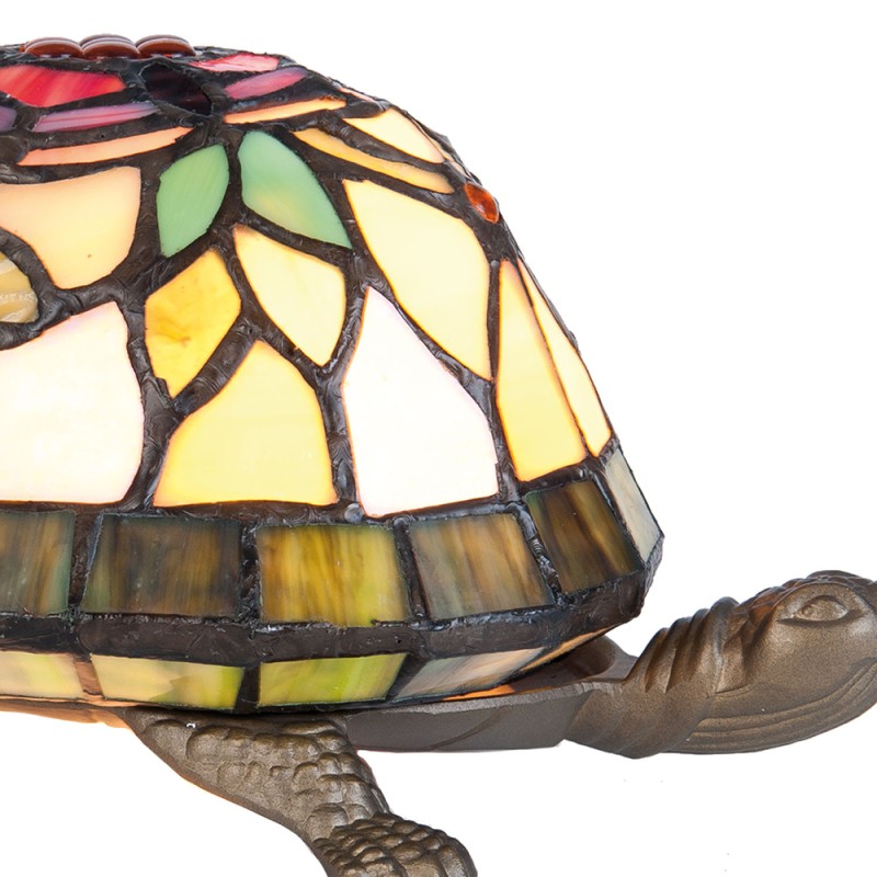 LumiLamp Table Lamp Tiffany 15x22x13 cm Brown Red Glass Turtle