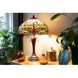 LumiLamp Pied de lampe lampe de table Tiffany Ø 17x60 cm  Marron Plastique