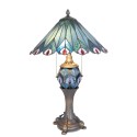 LumiLamp Lampe de table Tiffany Ø 40x65 cm Bleu Rouge Verre