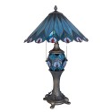 LumiLamp Lampe de table Tiffany Ø 40x65 cm Bleu Rouge Verre