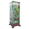 LumiLamp Table Lamp Tiffany 18x18x45 cm Green Brown Glass Square Dragonfly