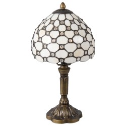 LumiLamp Lampe de table Tiffany Ø 20x38 cm  Blanc Marron Verre