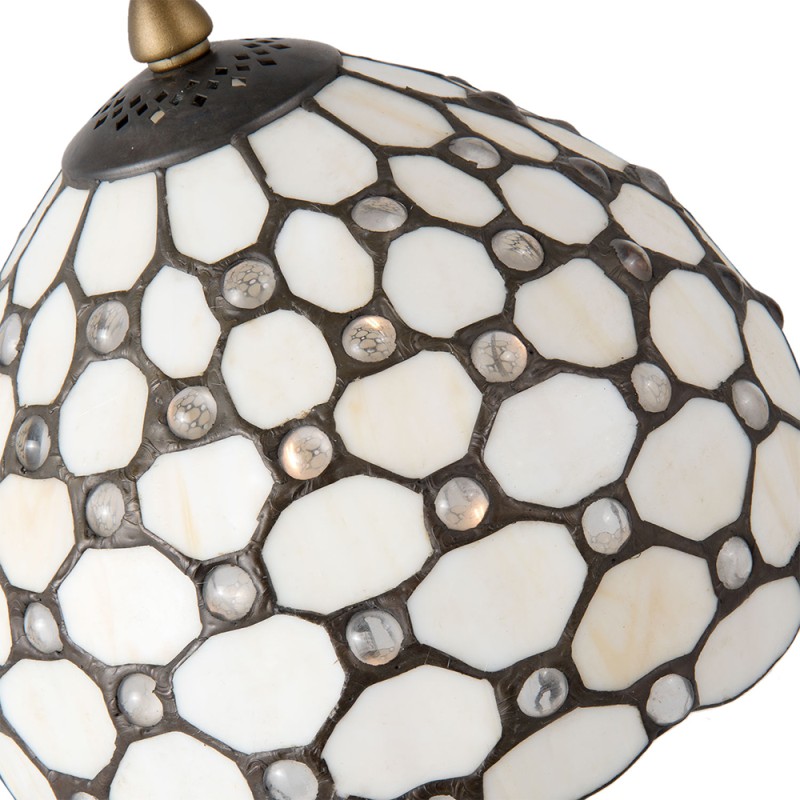 LumiLamp Lampada da tavolo Tiffany Ø 20x38 cm  Bianco Marrone  Vetro