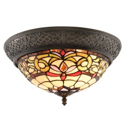 LumiLamp Lampe de plafond Tiffany Ø 38x20 cm  Jaune Verre Demi-cercle