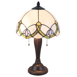 LumiLamp Lampe de table Tiffany Ø 30x50 cm  Beige Vert Verre Fleurs