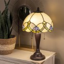 LumiLamp Table Lamp Tiffany Ø 30x50 cm  Beige Green Glass Flowers