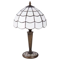 LumiLamp Lampe de table Tiffany Ø 25x43 cm Blanc Marron Verre