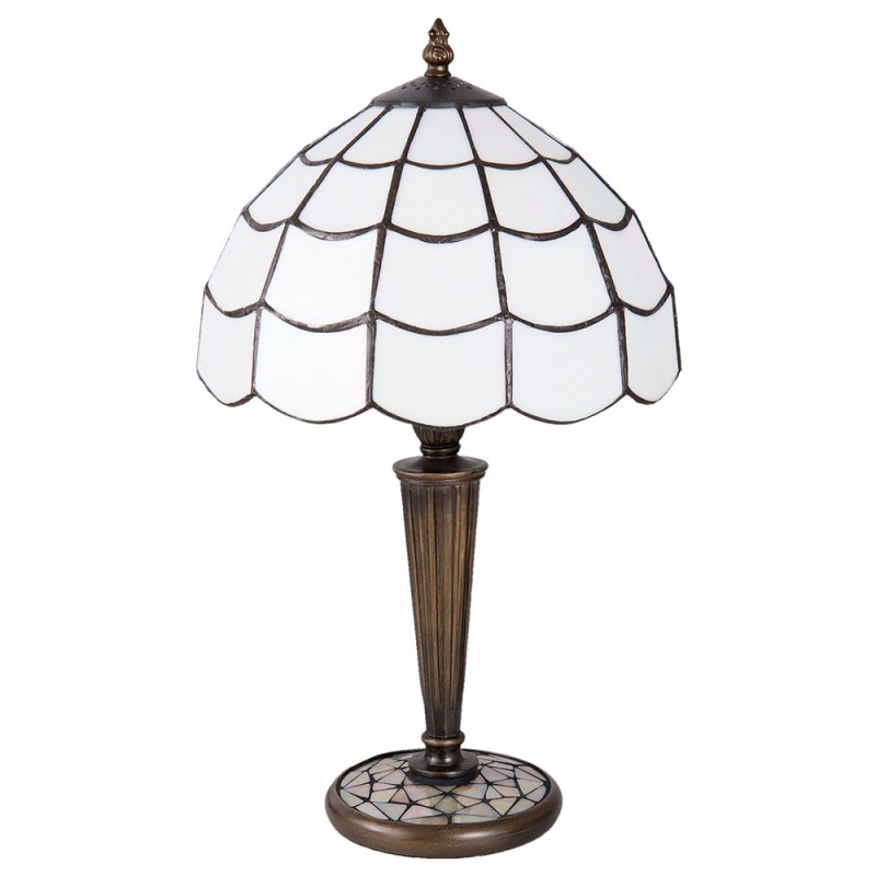 LumiLamp Table Lamp Tiffany Ø 25x43 cm White Brown Glass