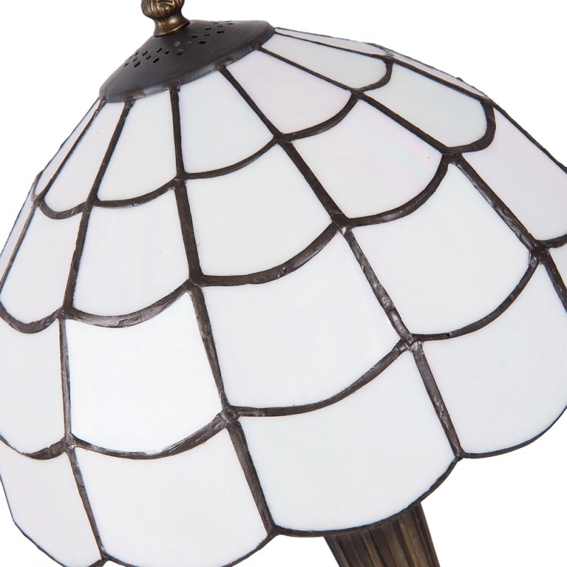 LumiLamp Lampe de table Tiffany Ø 25x43 cm Blanc Marron Verre