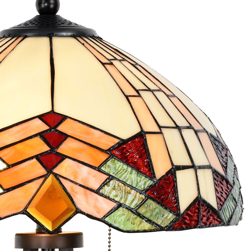LumiLamp Lampada da tavolo Tiffany Ø 40x60 cm  Beige Rosso Vetro