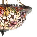 LumiLamp Plafondlamp Tiffany  Ø 53x60 cm  Rood Roze Metaal Glas Bloemen