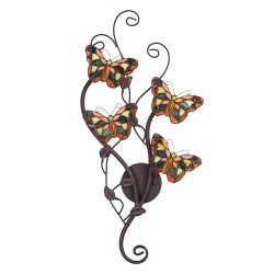 LumiLamp Applique murale Tiffany 32x68 cm Jaune Marron Métal Verre Papillon