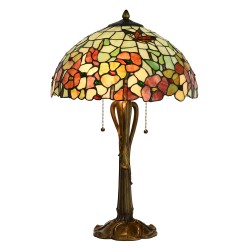 LumiLamp Lampe de table Tiffany Ø 40x63 cm  Beige Rouge Verre Fleurs