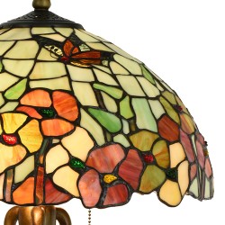 LumiLamp Lampada da tavolo Tiffany Ø 40x63 cm  Beige Rosso Vetro Fiori