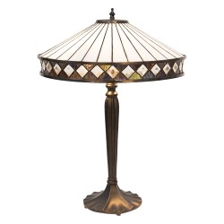 LumiLamp Lampe de table Tiffany Ø 41x59 cm  Blanc Marron Verre