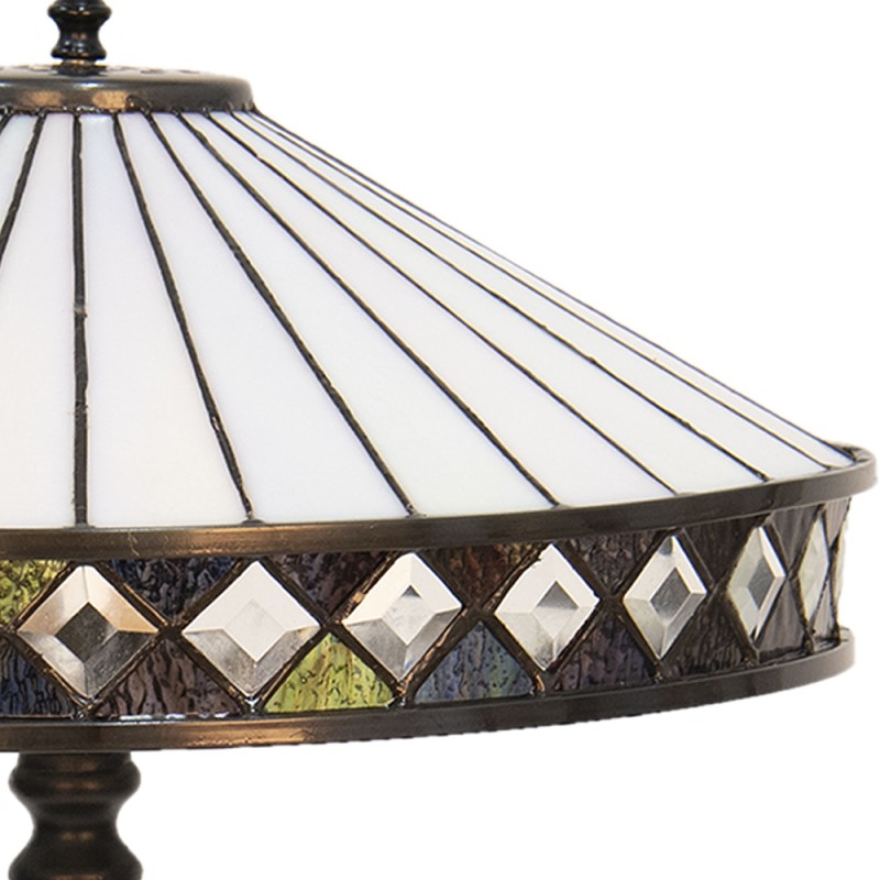 LumiLamp Lampada da tavolo Tiffany Ø 41x59 cm  Bianco Marrone  Vetro