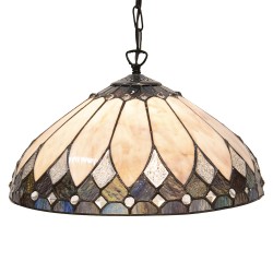 LumiLamp Lampes à suspension Tiffany Ø 40 cm  Beige Marron Verre