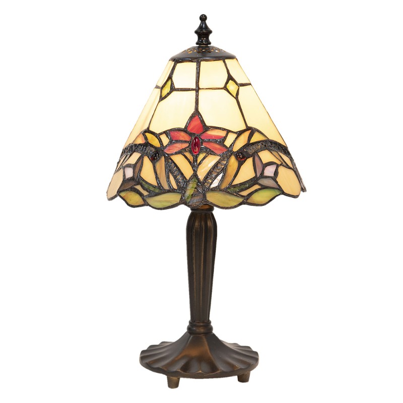 LumiLamp Lampada da tavolo Tiffany Ø 20x36 cm  Beige Rosso Vetro Fiori