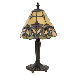 LumiLamp Lampada da tavolo Tiffany Ø 20x36 cm  Beige Rosso Vetro Fiori