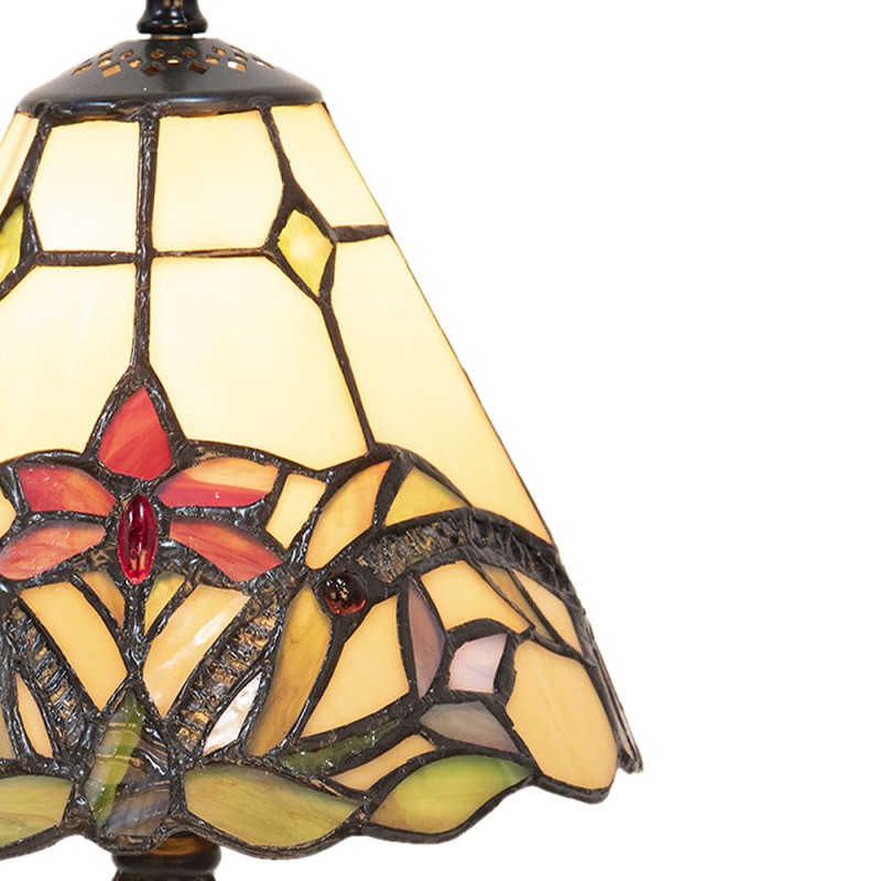 LumiLamp Lampada da tavolo Tiffany Ø 20x36 cm  Beige Rosso Vetro Fiori