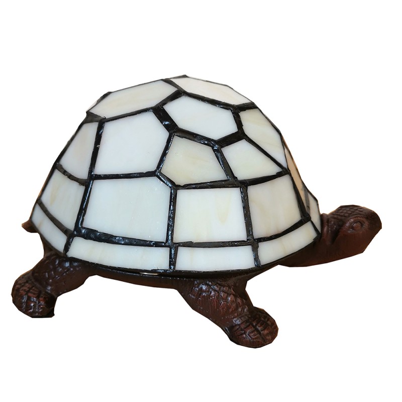 LumiLamp Tiffany Tischlampe Schildkröte 22x18x16 cm  Beige Glas