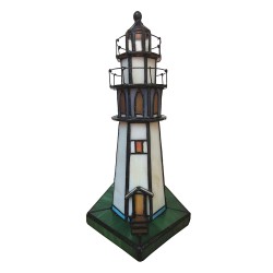 LumiLamp Table Lamp Tiffany Lighthouse 11x11x25 cm  Brown Beige Glass