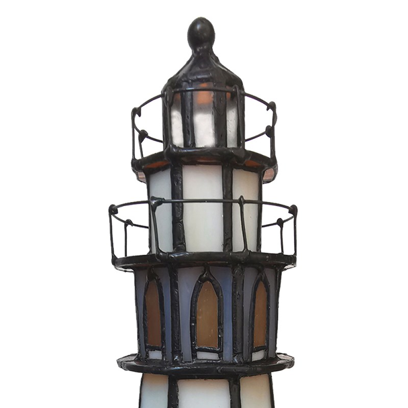 LumiLamp Table Lamp Tiffany Lighthouse 11x11x25 cm  Brown Beige Glass