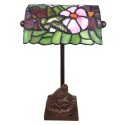 LumiLamp Lampe de table Tiffany 15x15x33 cm  Vert Rose Verre Oiseau