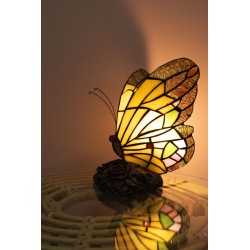 LumiLamp Lampada da tavolo Tiffany Farfalla 15x15x27 cm  Giallo Vetro