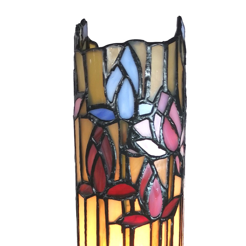 LumiLamp Table Lamp Tiffany 15x15x27 cm Beige Blue Glass Rectangle Flowers