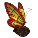 LumiLamp Tiffany Tischlampe Schmetterling 15x15x27 cm  Grün Rot Glas