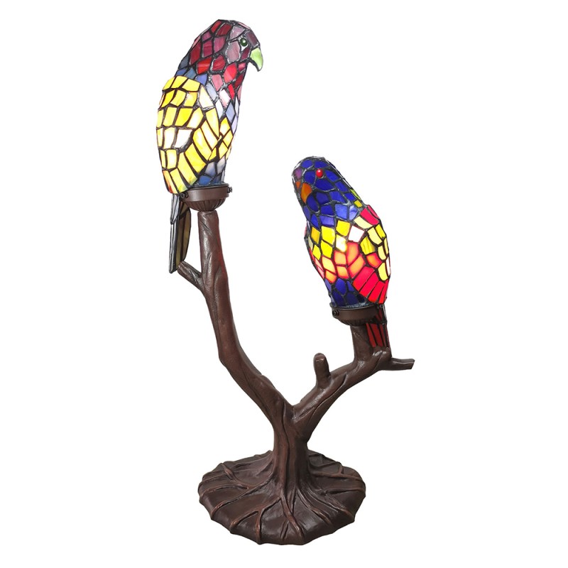 LumiLamp Table Lamp Tiffany 50x24x63 cm Blue Yellow Glass Parrot