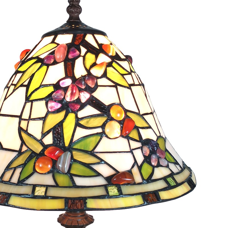 LumiLamp Table Lamp Tiffany 31x31x47 cm Beige Green Glass Flowers