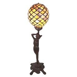 LumiLamp Lampe de table Tiffany 21x21x51 cm  Jaune Bleu Verre Femme