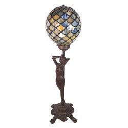 LumiLamp Lampe de table Tiffany 21x21x51 cm  Jaune Bleu Verre Femme