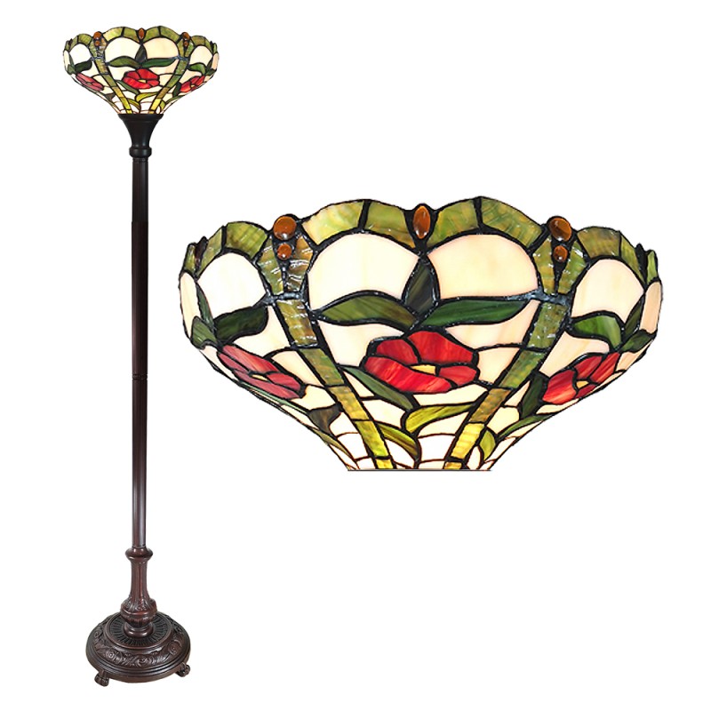 LumiLamp Tiffany Vloerlamp  Ø 31x186 cm Beige Groen Glas