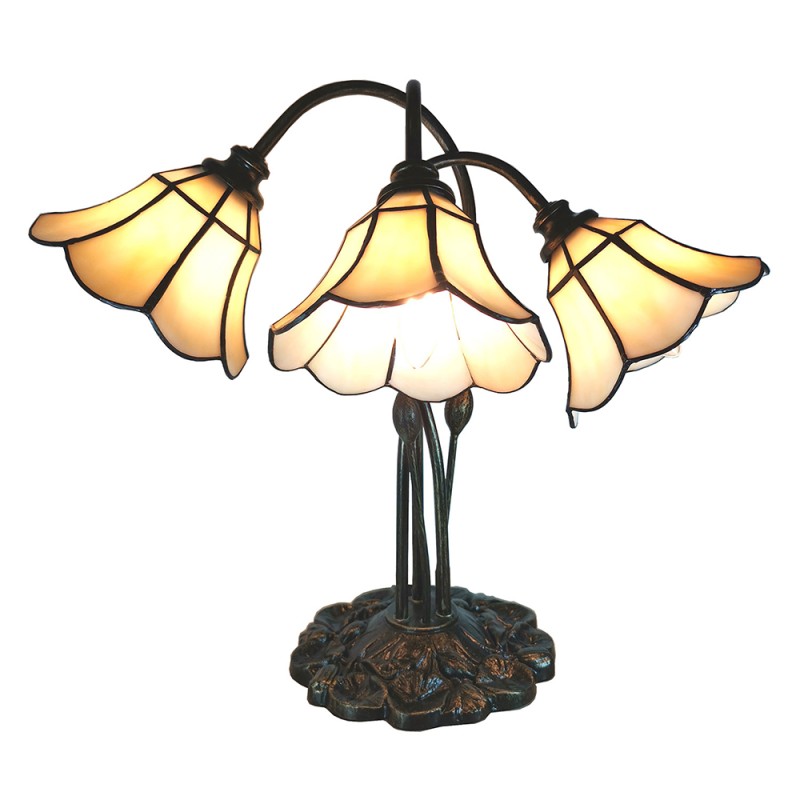 LumiLamp Tiffany Tafellamp  46x28x63 cm Beige Glas Tulpen