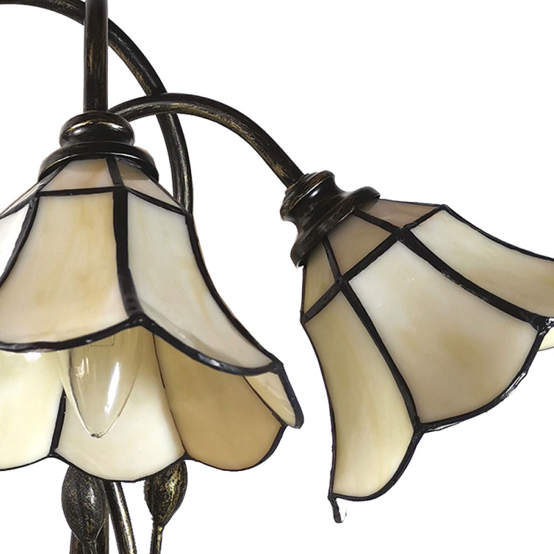 LumiLamp Tiffany Tischlampe 46x28x63 cm Beige Glas Tulpen