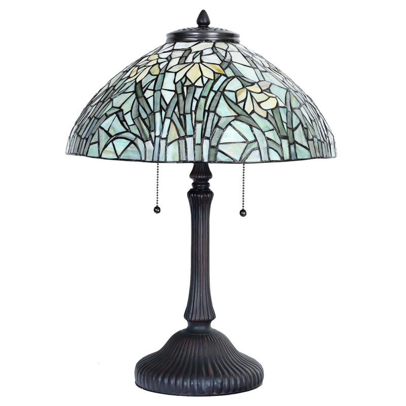 LumiLamp Lampada da tavolo Tiffany Ø 40x60 cm Beige Verde Vetro