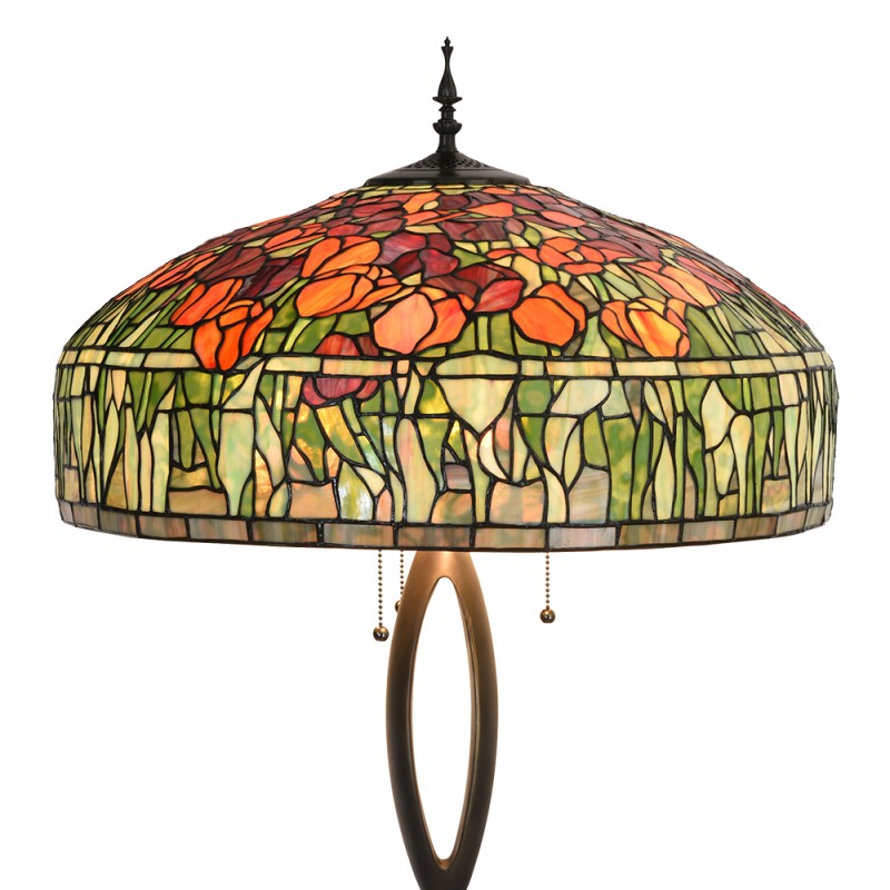 LumiLamp Floor Lamp Tiffany Ø 56x165 cm  Green Orange Glass Tulips