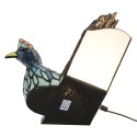 LumiLamp Lampe de table Tiffany 32x30 cm Bleu Vert Verre Paon