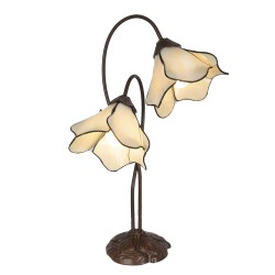 LumiLamp Lampada da tavolo Tiffany 40x21x64 cm Beige Plastica Vetro