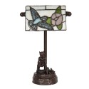 LumiLamp Desk Lamp Banker's Lamp Tiffany 15x33 cm Beige Blue Polyresin Glass Bird