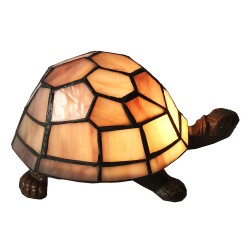 LumiLamp Lampe de table Tiffany Tortue 23x14x8 cm  Marron Verre